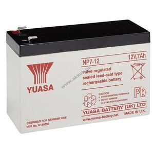 Yuasa NP NP7-12 12V 7Ah Faston 4, 8mm VdS AGM ólom akku kép
