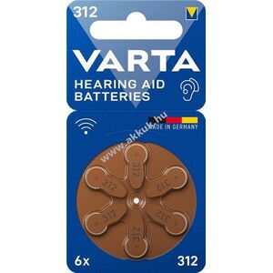 Varta Acoustic Special PR41 (312) 1, 45V 6db/csomag hallókészülék gombelem Zinc-Air kép