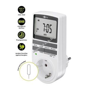 Goobay digitális programozható időkapcsoló védőérintkezős (F típus) 230V 16A 3680W kép