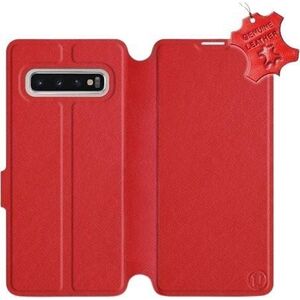 Mobiwear Samsung Galaxy S10 piros flipes bőr tok kép