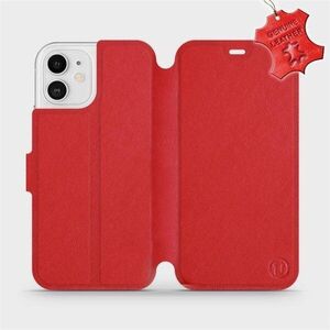 Mobiwear Apple iPhone 12 piros flipes bőr tok kép