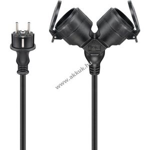 Goobay dupla kültéri hosszabbító 10m 3x1, 5mm² fekete Hybrid Type E/F CEE7/7 2x Type F CEE7/3 kép