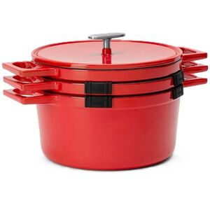 FABINI Mattia 3.0 Standard öntöttvas edénykészlet, 26cm, 4 részes, rakásolható, fényes piros kép