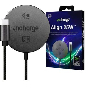 3MK InCharge Align Qi2.2, 25 W, Android kompatibilis, fekete kép