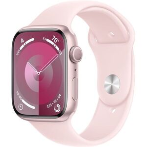 Apple Watch Series 9 45mm - rózsaszín alumínium tok, világos rózsaszín sport szíj, M/L kép