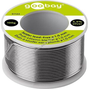 Goobay Pro Profi ólommentes forraszdrót ø1, 0mm 100g Sn3, 5Ag0, 7Cu folyósítószer 2, 5% No-Clean kép
