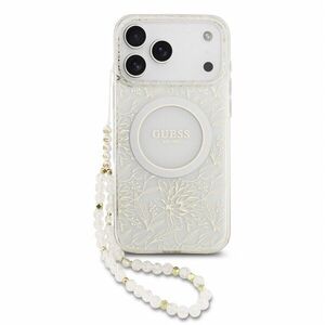 Guess IML Flowers Allover Strap iPhone 18 Pro Max fehér MagSafe tok kép