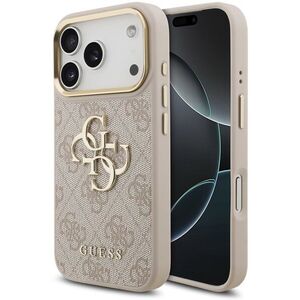 Guess PU Leather 4G Metal Logo Gold Frame iPhone 18 Pro rózsaszín tok kép