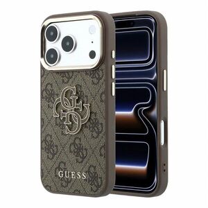 Guess PU 4G Resin Metal Logo iPhone 18 Pro barna tok kép