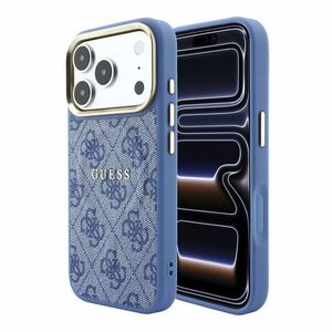 Guess PU Leather 4G Gold Frame Embossed iPhone 18 Pro kék MagSafe tok kép