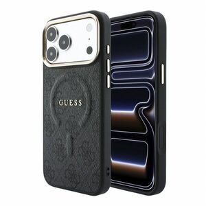 Guess PU Leather 4G Gold Frame Embossed iPhone 18 Pro fekete MagSafe tok kép