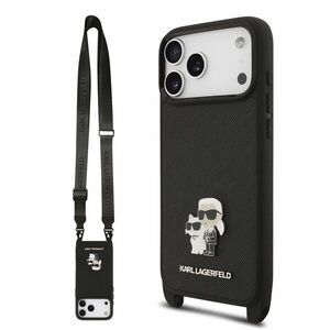 Karl Lagerfeld Saffiano Crossbody Strap Metal Karl and Choupette iPhone 18 Pro Max fekete tok kép