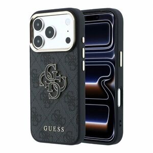 Guess PU 4G Resin Metal Logo iPhone 18 Pro fekete tok kép