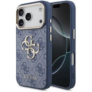Guess PU Leather 4G Metal Logo Gold Frame iPhone 18 Pro kék tok kép
