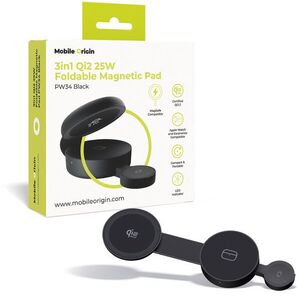 Mobile Origin 3in1 Qi2 25W Foldable Magnetic Pad PW34, fekete kép