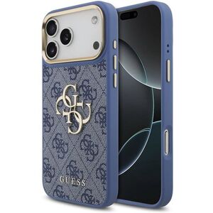 Guess PU Leather 4G Metal Logo Gold Frame iPhone 18 Pro Max kék tok kép