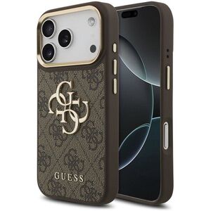 Guess PU Leather 4G Metal Logo Gold Frame iPhone 18 Pro barna tok kép