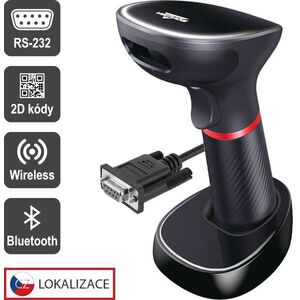 Virtuos CCD olvasó HW-855A fekete (2D, vezeték nélküli, bázissal, RS-232) kép