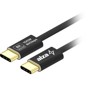 AlzaPower AluCore Ultra Slim USB-C to USB-C USB4, 100W, 80Gbps, 1m, fekete kép