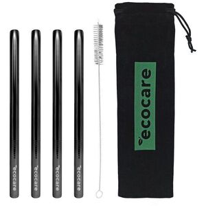 ECOCARE Fém szívószál Maxi 12 mm Black 4 db-os készlet kép