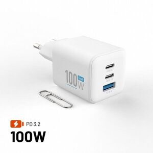 FIXED Mini GaN 2xUSB-C + USB kimenet, PD, 100W, fehér kép