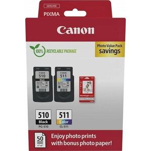 Canon PG-510 / CL-511 Eredeti Tintapatron Fekete + Színes + Fotópapír kép