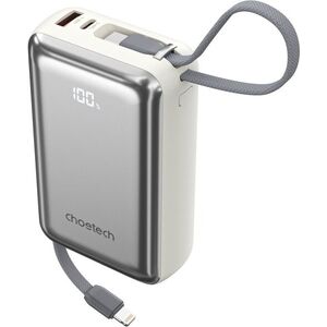 ChoeTech 45W CCC Certified 20000mAh Power Bank with USB-C input/output Cable-white kép