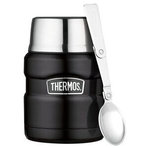 THERMOS termoska na jídlo Stainless King 0, 47 l se skládací lžící a šálkem, matně černá kép