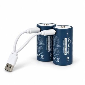 MediaRange USB-C Li-Ion, D típusú, 1, 5V, 5400mAh, 2 db kép