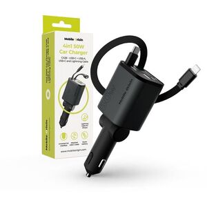 Mobile Origin 4in1 50W Car Charger CA28 USB-C + USB-A USB-C And Lightning Cable kép