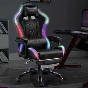 PRO-X MURK Gamer szék LED világítással és lábtartóval - fekete kép