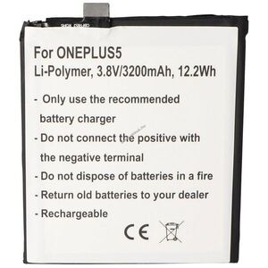 Helyettesítő akku ONEPLUS 5 3, 85V 3300mAh 12, 7Wh beépített Li-Polymer kép
