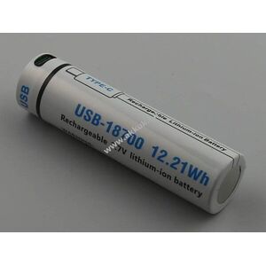 Hengeres cella 18650 akku 3, 7V 3300mAh 12, 2Wh USB-C töltőporttal Li-ion kép