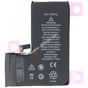 Helyettesítő akku Apple iPhone 15 Pro 3, 87V 3274mAh 12, 7Wh Li-Polymer kép