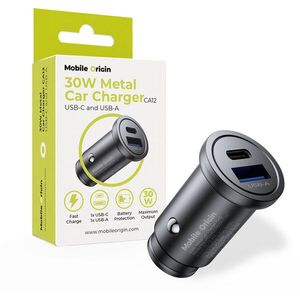 Mobile Origin Metal Car Charger 30 W, CA12 USB-C USB-A kép