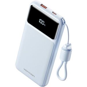 Vention 10000mAh Power Bank (USB-C + USB-A) with Built-in Cable 22, 5W Blue LED Display Type kép