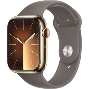 Apple Watch Series 9 45mm Cellular - arany rozsdamentes acél tok, agyag sport szíj, S/M kép