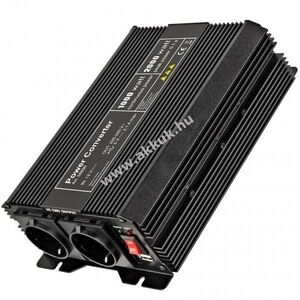 Feszültségátalakító 12V-230V 1000W USB 5V 2100mA ventilátoros fekete kép