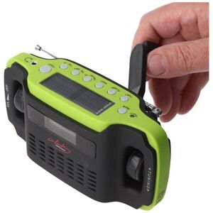 Napelemes dinamós retro hordozható rádió LED zseblámpával 300mAh NiMH kép