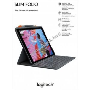 Logitech Slim Folio Bluetooth grafit Apple iPad 10.2 Gen.7/8/9 DE billentyűzet tok kép