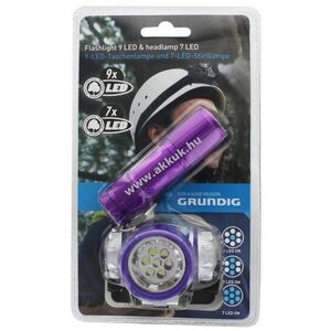 Grundig LED zseblámpa 9 LED + fejlámpa 7 LED fehér 6db LR03 elemekkel kép