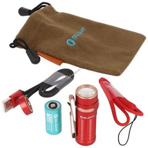 Olight Baton 3 zseblámpa 1200lm újratölthető IMR16340 3, 7V 550mAh akku piros kép