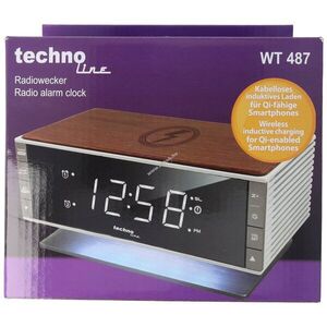 Technoline WT487 rádiós ébresztőóra Qi vezeték nélküli töltés tükörkijelző FM rádió kép