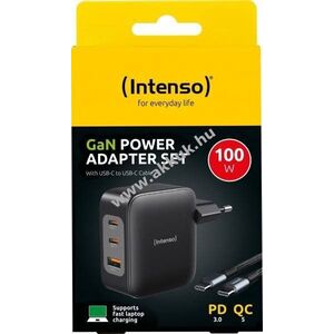 Intenso W100ACC GaN töltőadapter + USB-C kábel C520C 2m 100W fekete (Retail) kép