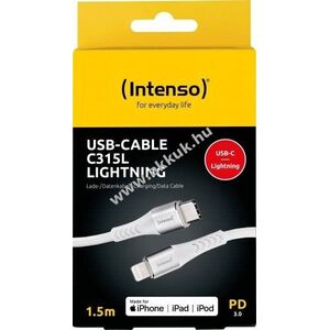 Intenso USB-kábel C315L USB-C Lightning 1, 5m 27W fehér csomag kép