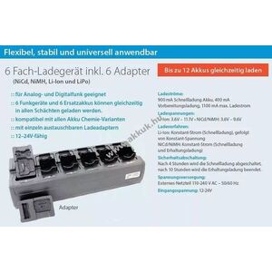 Axcom 6+6 állomásos rádió töltő adapterrel CP040 CP150 CP200 DP1400 R2 H4970LI H4851 H4497LI kép