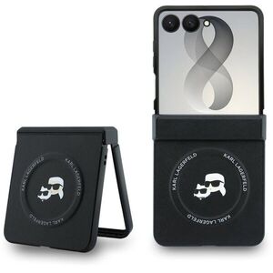 Karl Lagerfeld PU Karl and Choupette Heads Samsung Galaxy Z Flip 8 fekete mágneses tok kép