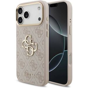 Guess PU Leather 4G Metal Logo Gold Frame iPhone 17 Pro Max Pink tok kép