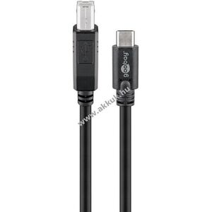 Goobay USB-C-USB-B kábel 1m fekete 2, 5W 0, 5A 480Mbit/s USB2.0 kép