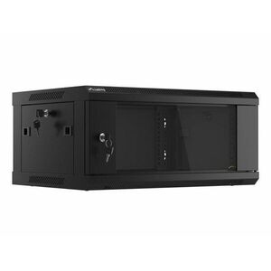 Lanberg 19'' 4U 600x450mm fekete (üvegajtó) fali rack szekrény kép